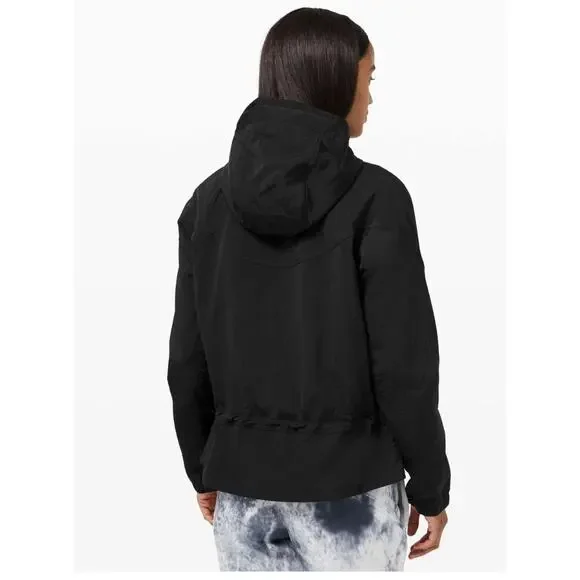 Lululemon Ready to Go Jacket Black Water Repellent Hooded Athletic Gym Travel